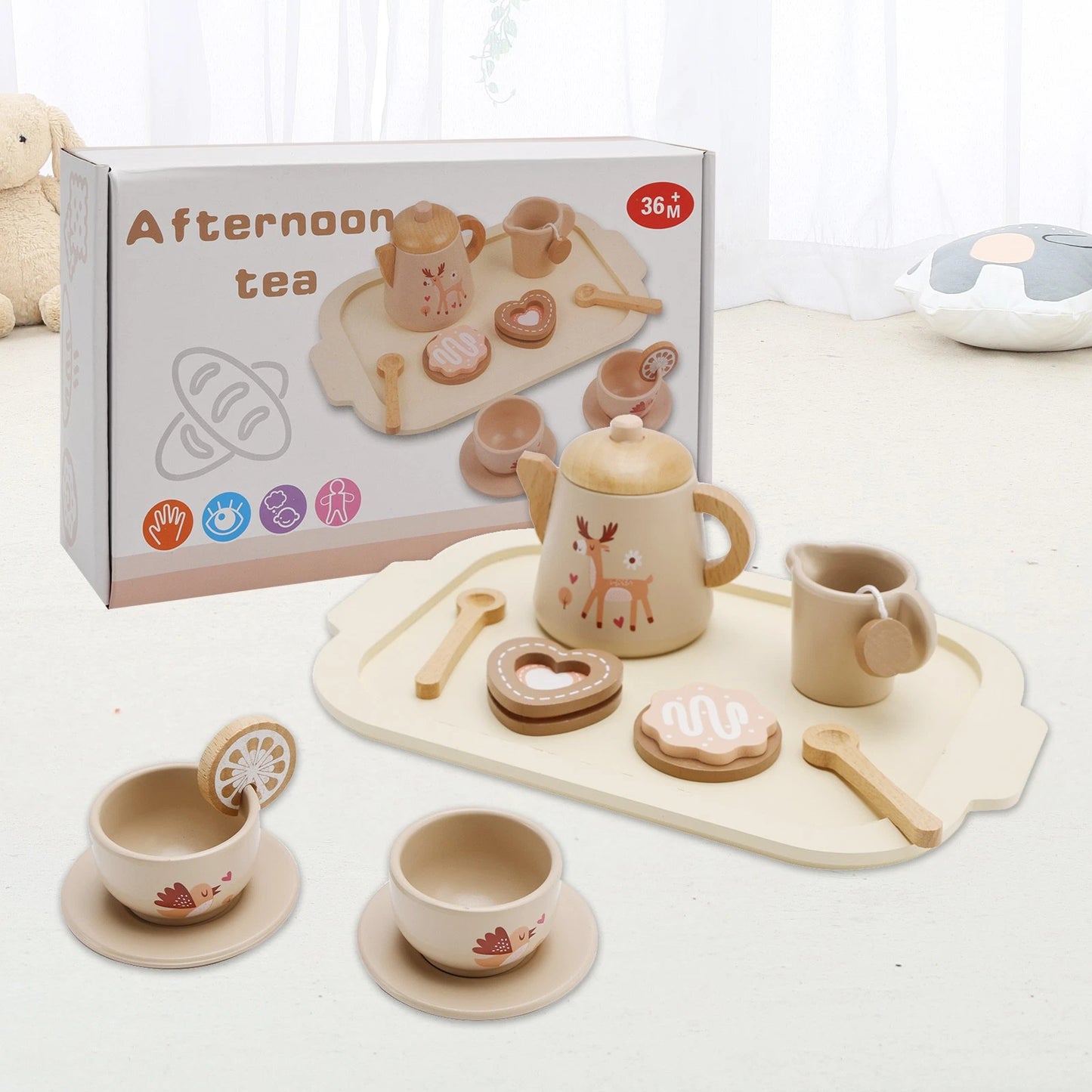 13pcs Tea Dishes Set for Kids Play Kitchen