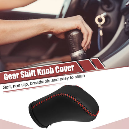 Gear Shift Knob Cover Protector for Toyota Crown (2019–2023) Black Red Stitch