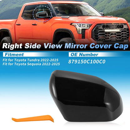 1Pc Glossy Black Right Side Mirror Cap for Toyota Tundra Sequoia (2022–2025)