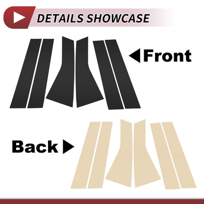 6 Pcs Door Pillar Window Trim for Ford Edge (2015–2020) Black