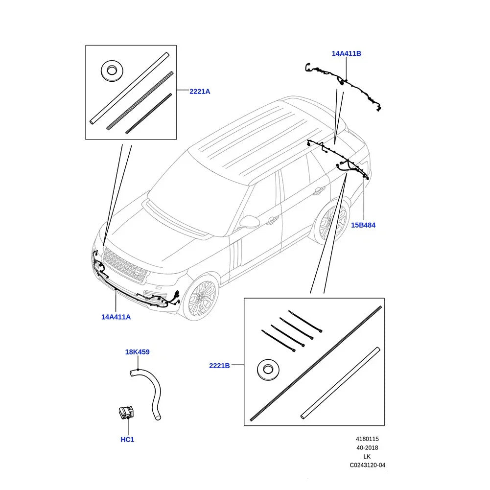 Front Bumper Wiring Harness for Land Rover Range Rover (2013-2017) Black