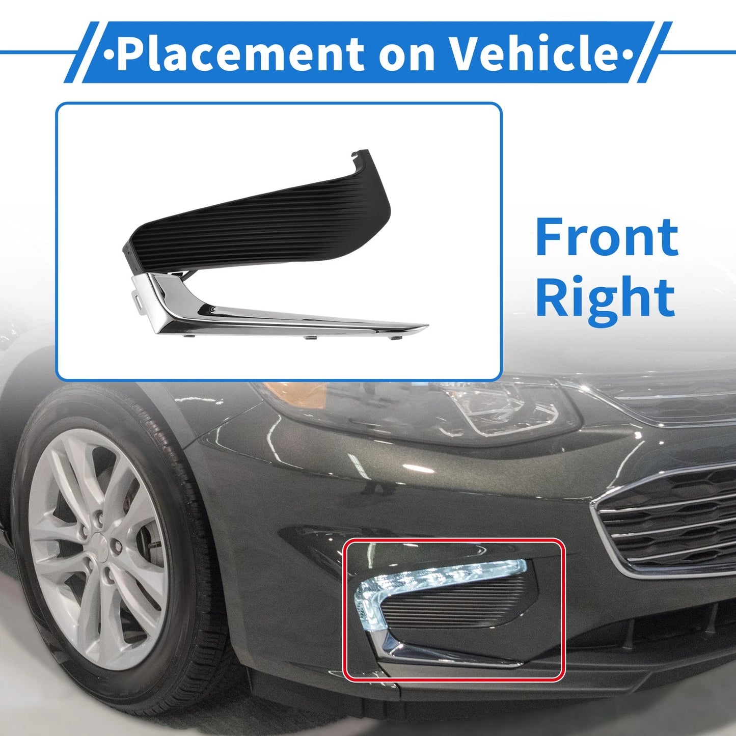 Front Right Fog Light Grill GM1039230 for Chevrolet Malibu (2016–2018)