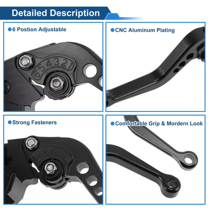 Short Brake Clutch Levers for Kawasaki Z1000SX/Ninja 1000 (2011–2016) Black