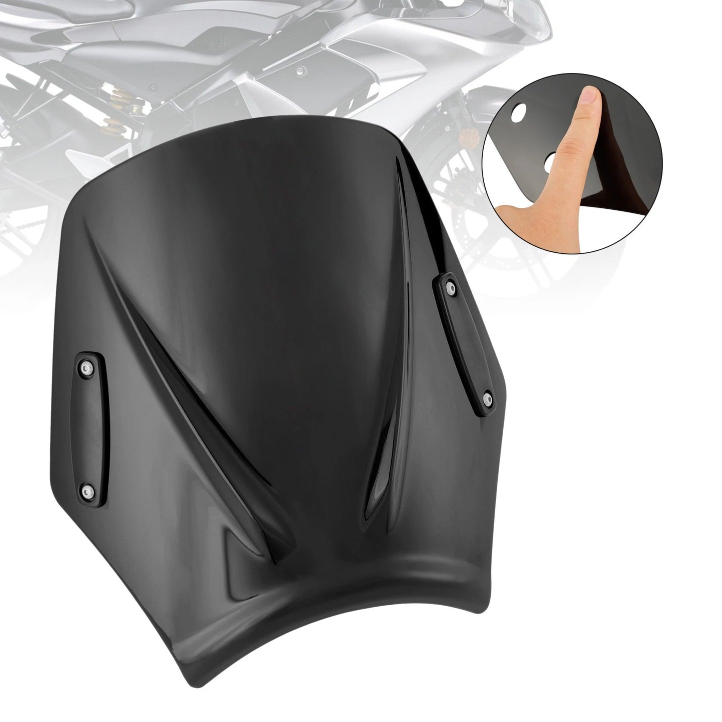 Universal Motorcycle Windshield with 22mm Handlebar Kit (Universal)