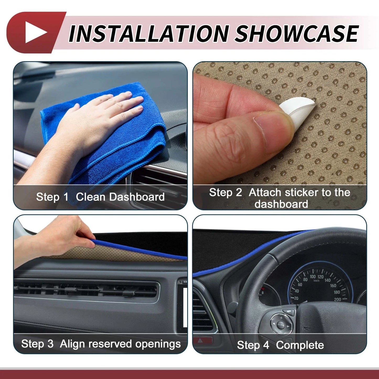 Dashboard Dash Cover Mat for BMW X1 F48 Sun Pad Black Blue (2016-2022)