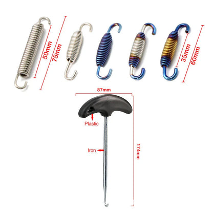 Blue Steel Exhaust Pipe Muffler Mounting Springs Hooks for Motorcycle (N/A)