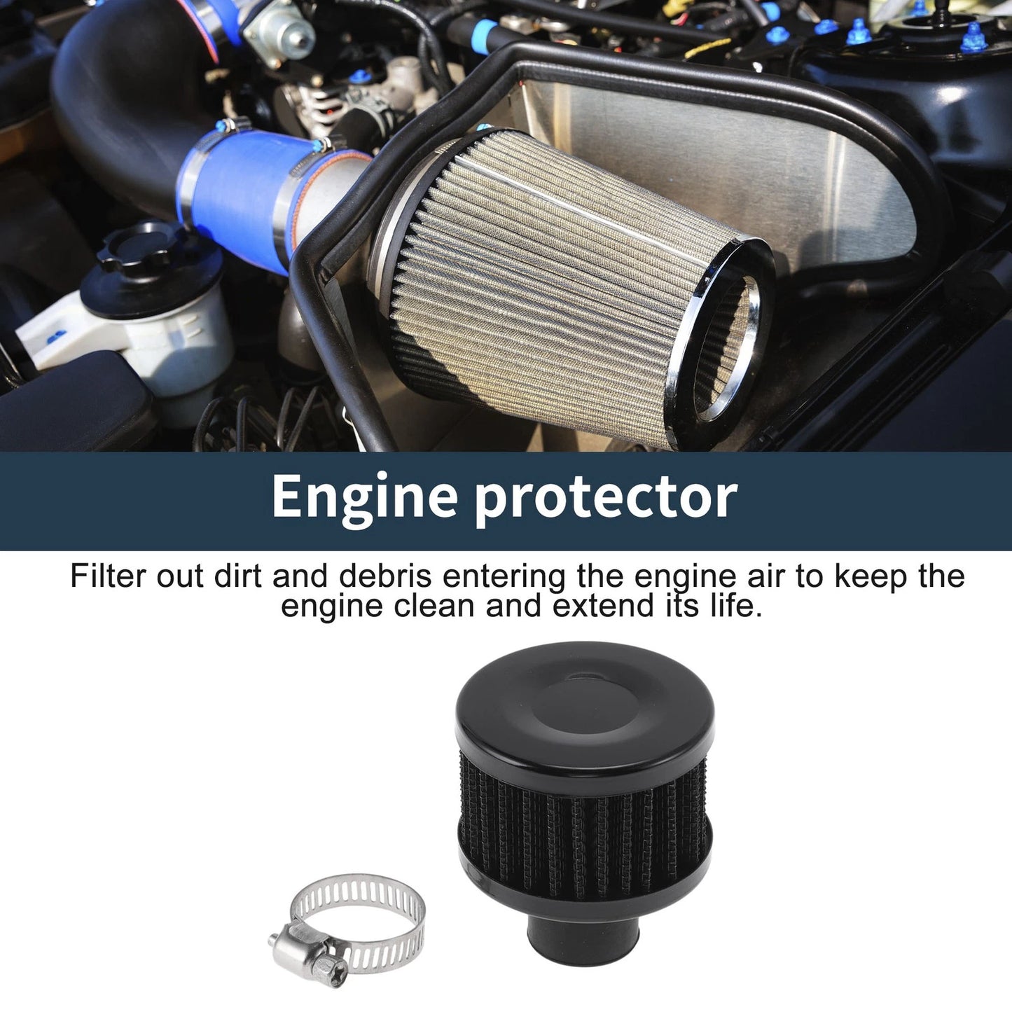 Engine Air Filter   - High Flow, Mushroom Heads, Black