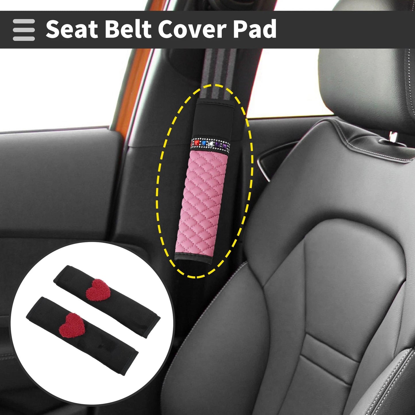 Set of 2 Red Seat Belt Cover Pads 25cm for Universal Fit
