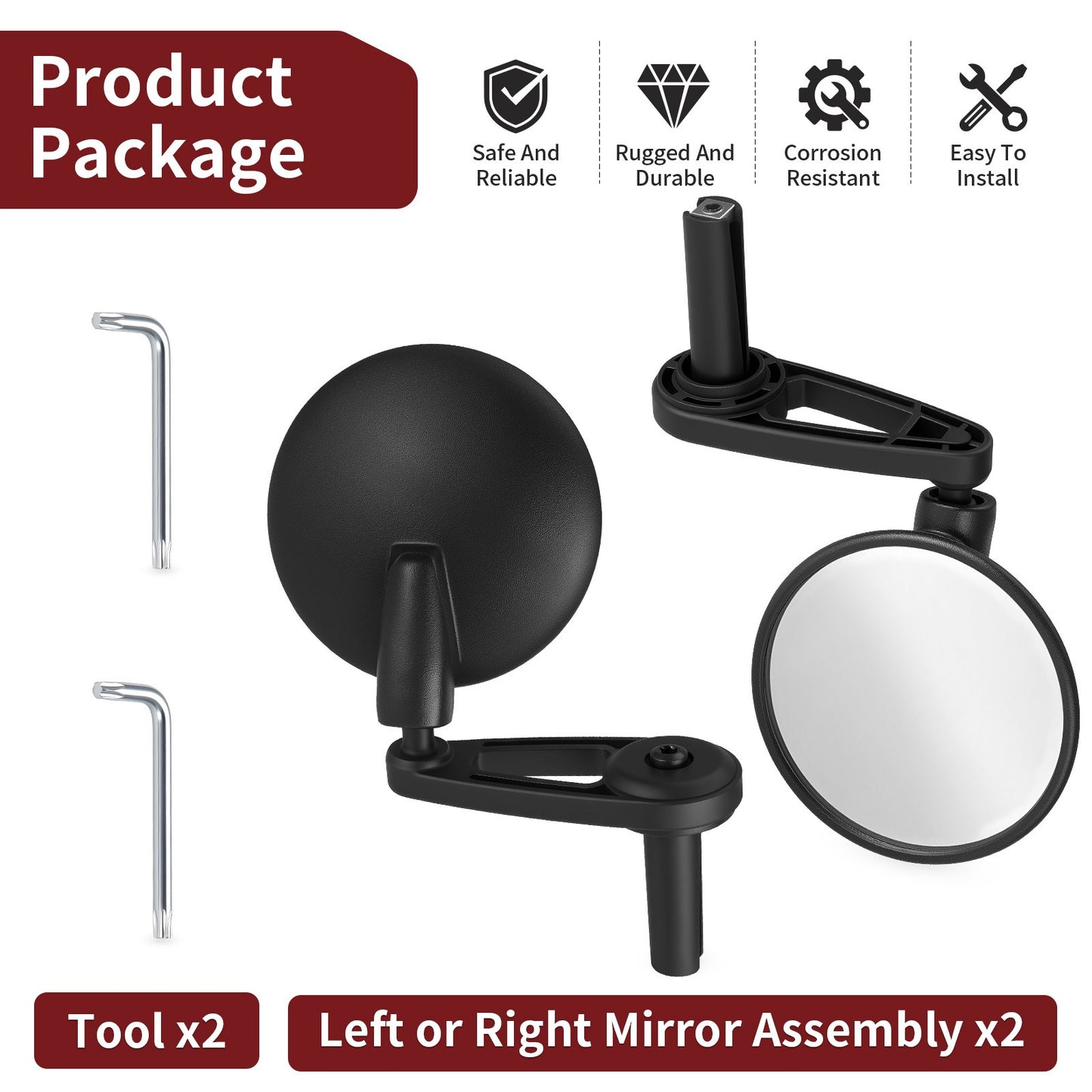 2X Mirror Assembly for Can-Am Ryker 600 900 (2019–2025)