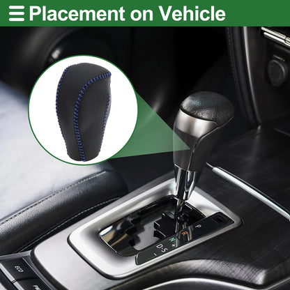 1 Pc Gear Shift Knob Cover for Mazda CX-5 (2017-2022) Black Blue Faux Leather