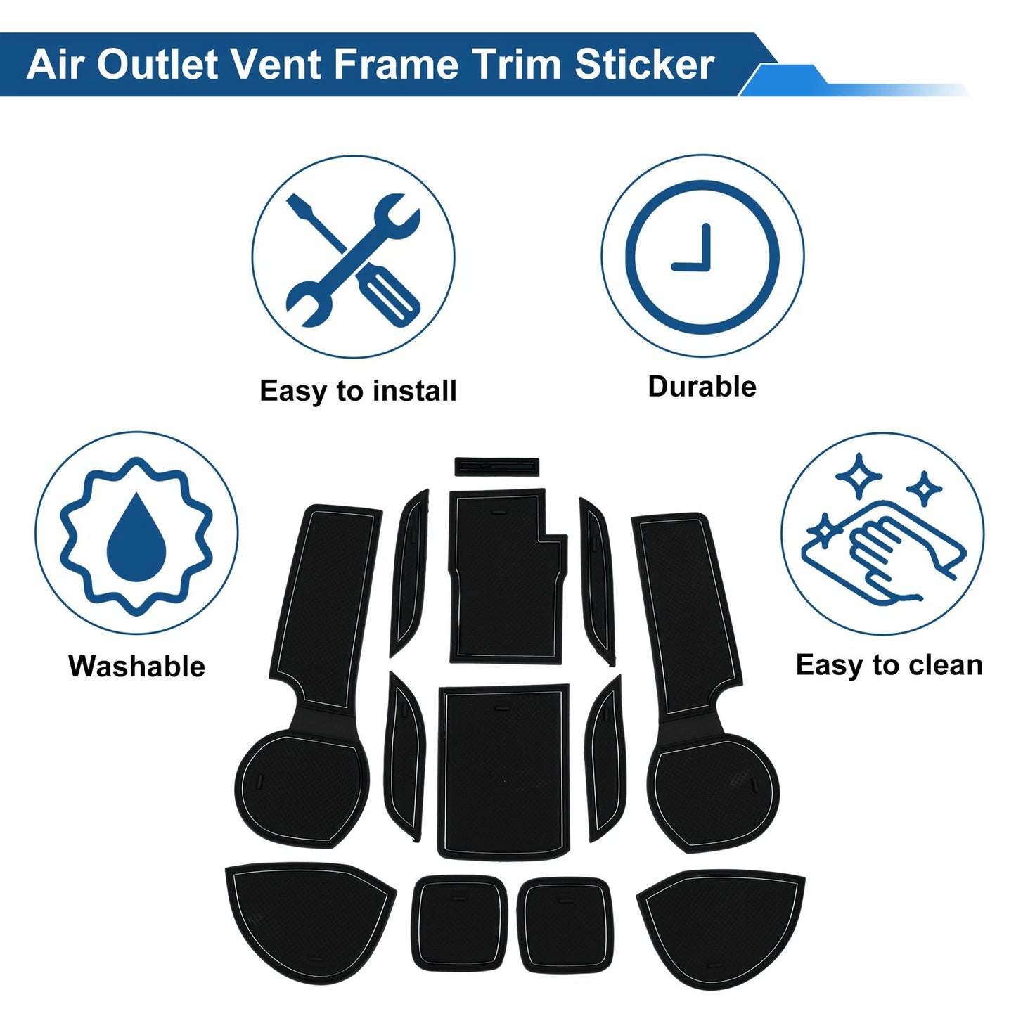 Set of 13 Non-Slip Mats for Suzuki S-Cross III Hybrid SUV (2022–2025) PVC Black