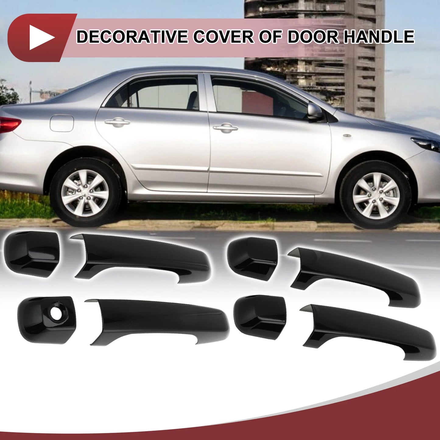 Set of 4 Door Handle Covers for Toyota Land Cruiser Prado (2010–2023) Gloss Black ABS
