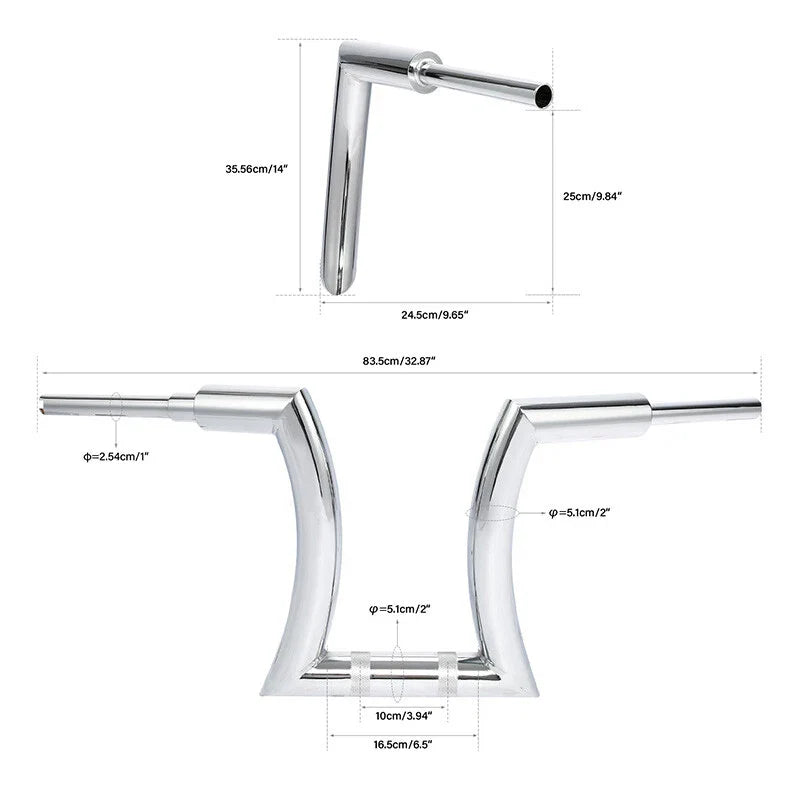 14in Rise 2in Hanger Bar Risers for Harley Softail Chrome