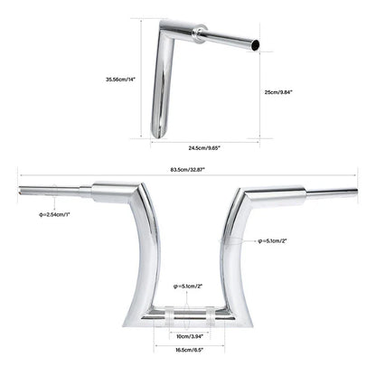 14in Rise 2in Hanger Bar Risers for Harley Softail Chrome