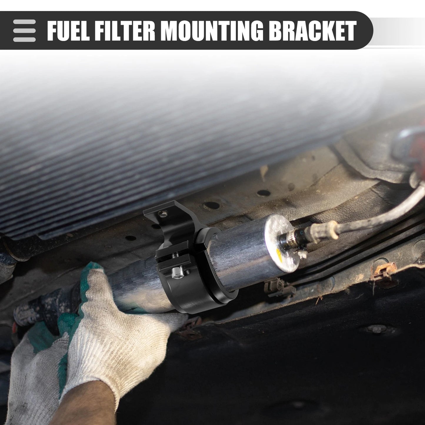 2X Fuel Filter Mounting Bracket for Universal Applications (60mm ID) Black