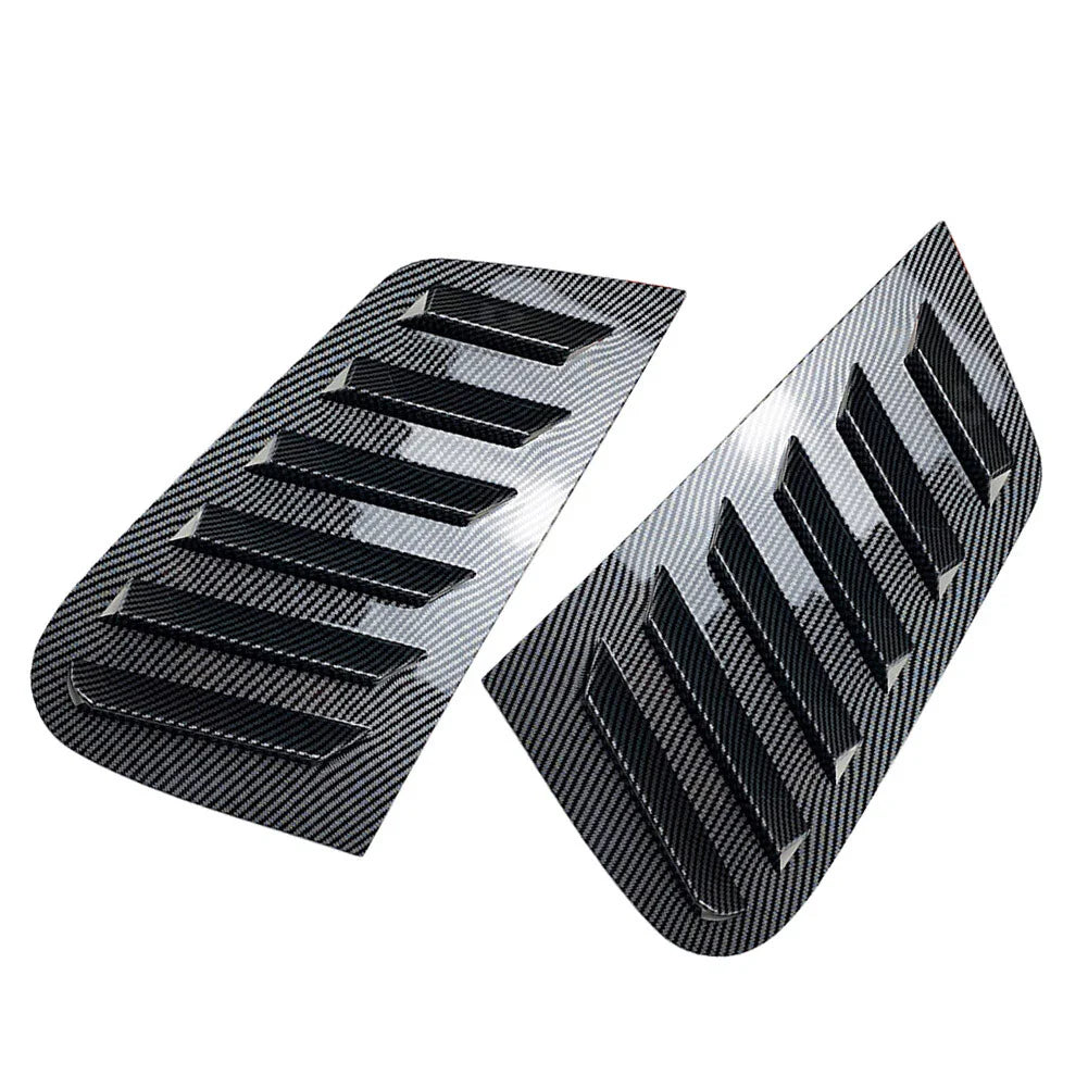 Rear Window Louver Vent Cover Trim for VW Polo 2001-2009 Carbon Fiber Black