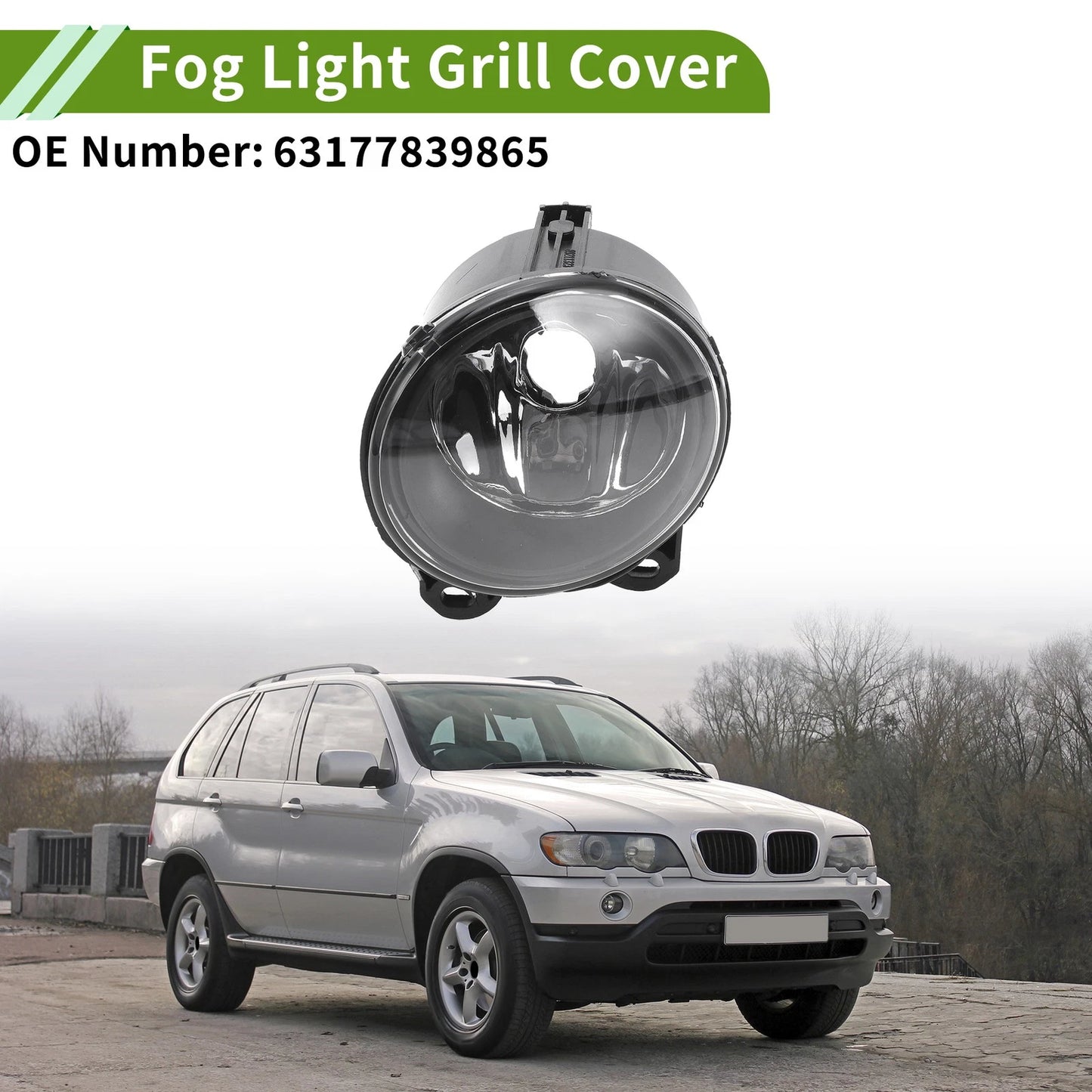 1 Pc Left Fog Light Grill for BMW X5 (1999–2006) No. 63177839865 Clear