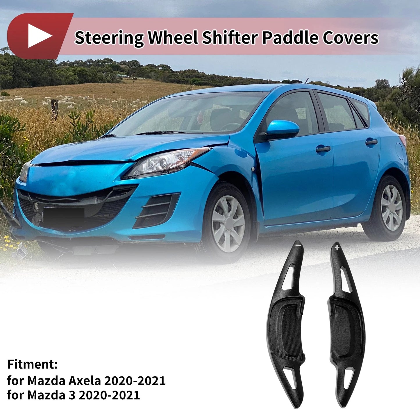 Set of 2 Black Aluminum Alloy Steering Wheel Paddles for Mazda Axela (2020–2021)