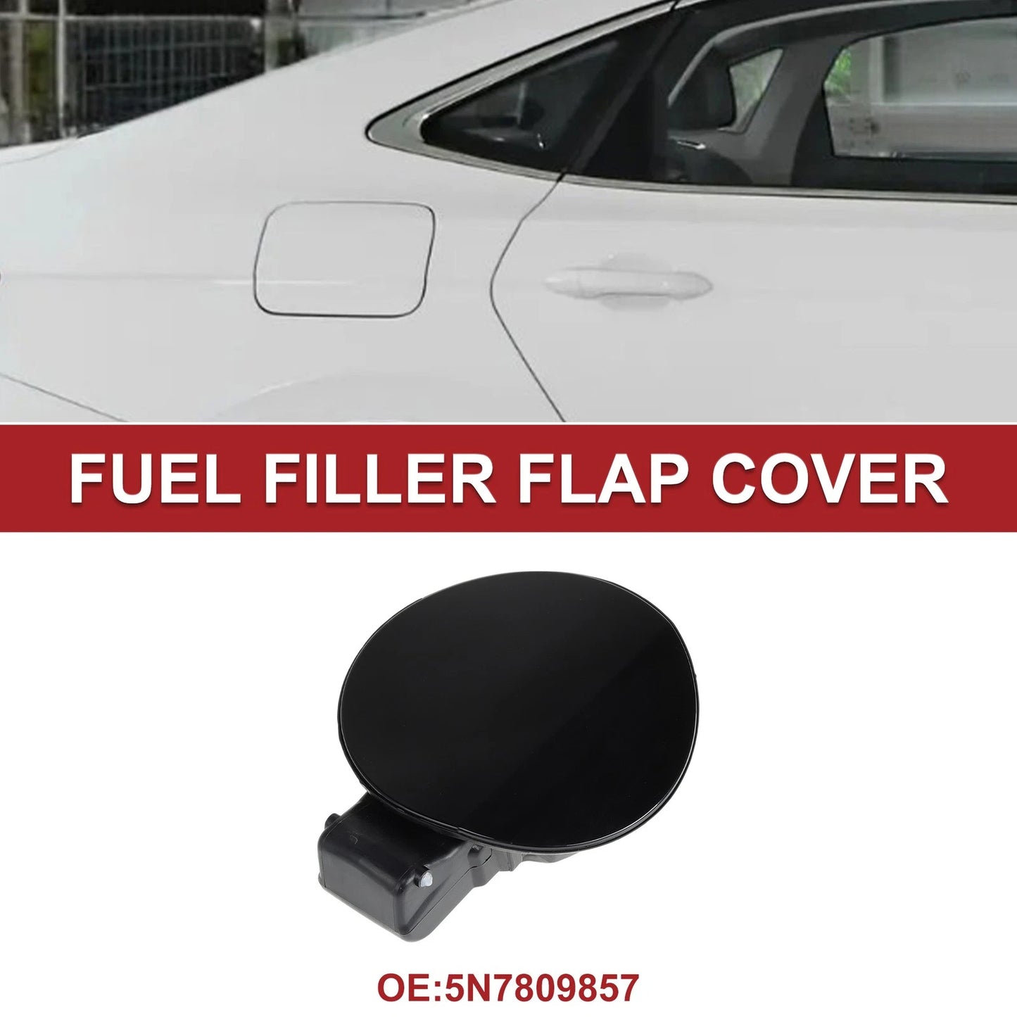 Fuel Tank Door Cap for Volkswagen Tiguan (2010–2019) - Black Filler Flap Cover