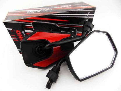 Kawasaki KDX200 Black Red Hex Soko Mirrors (1983-2006)