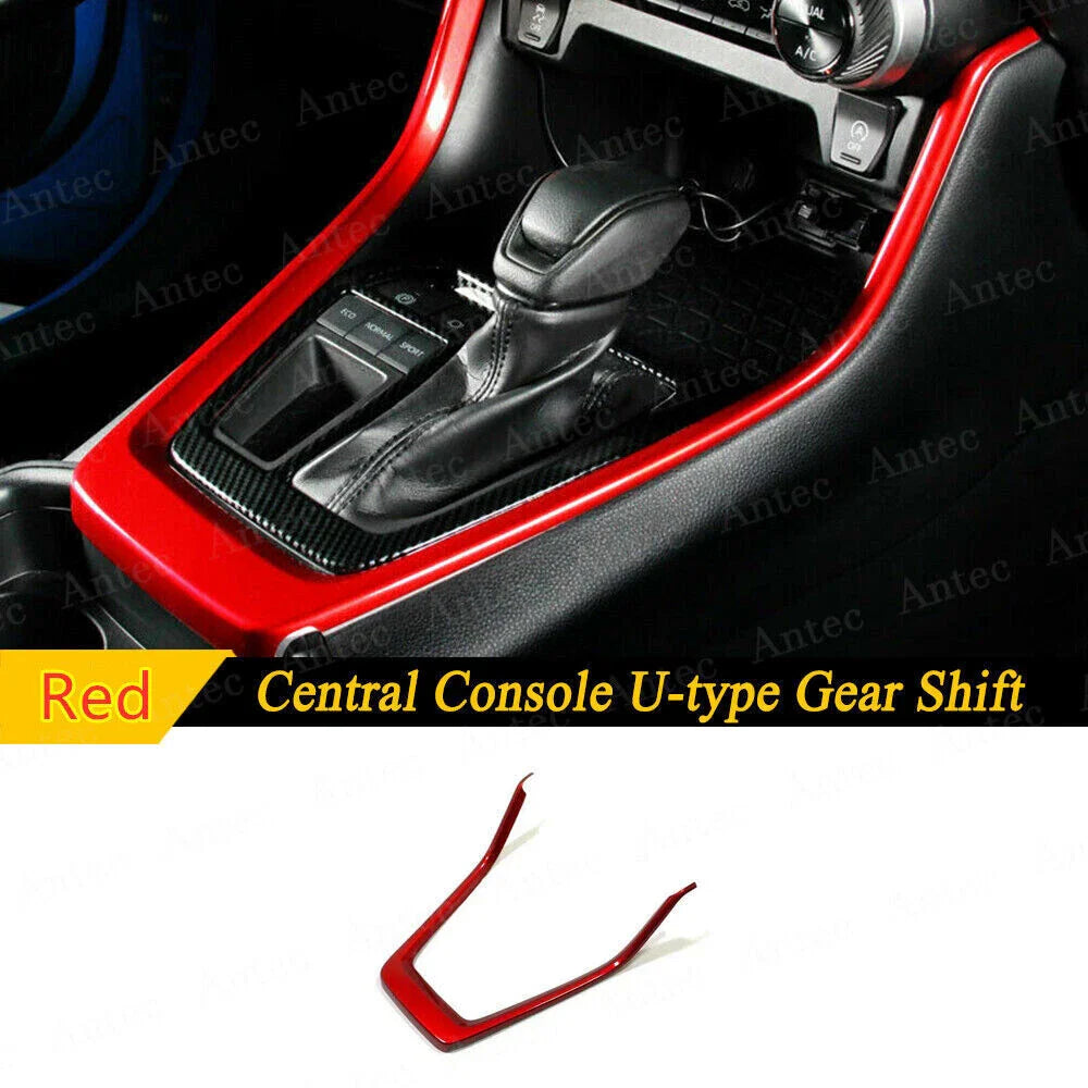 Red Central Console U-type Gear Shift Frame Trim Cover Toyota RAV4 (2019–2024)
