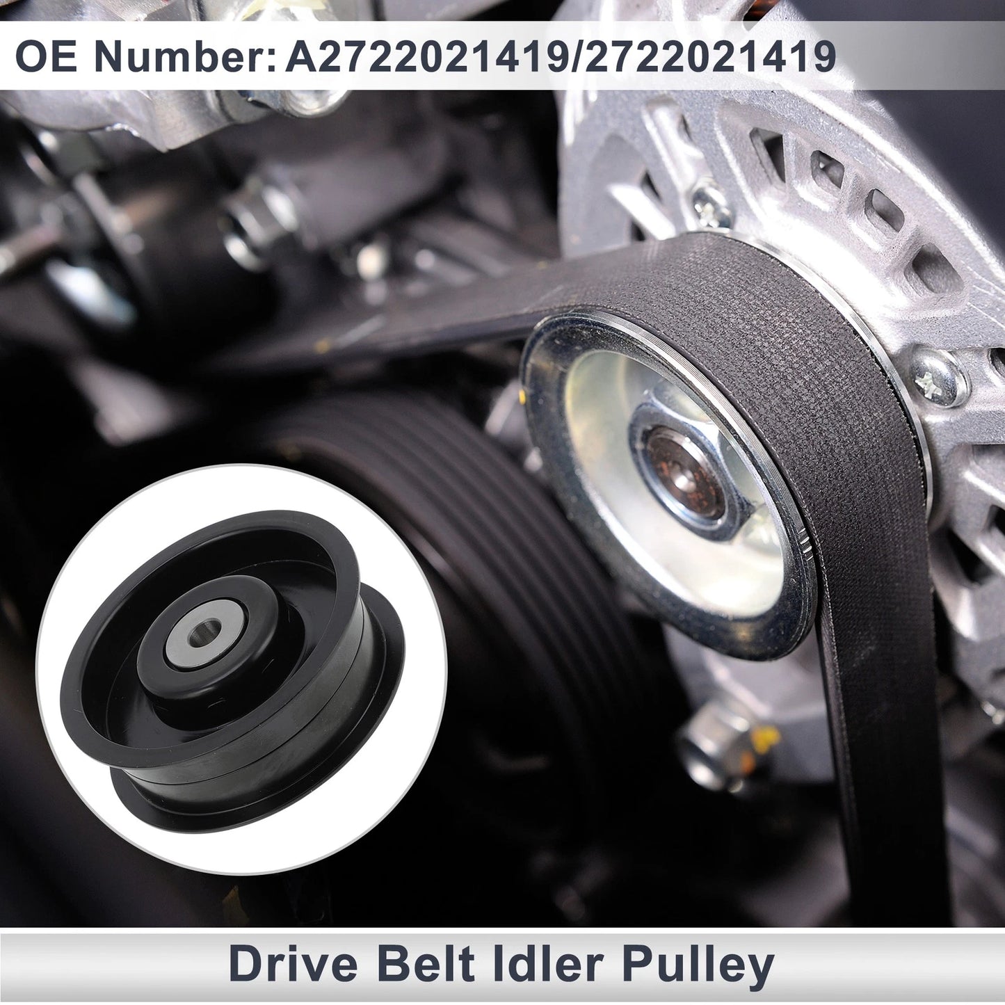 Drive Belt Idler Pulley for Mercedes-Benz W463 (2009–2014) No.A2722021419 Black