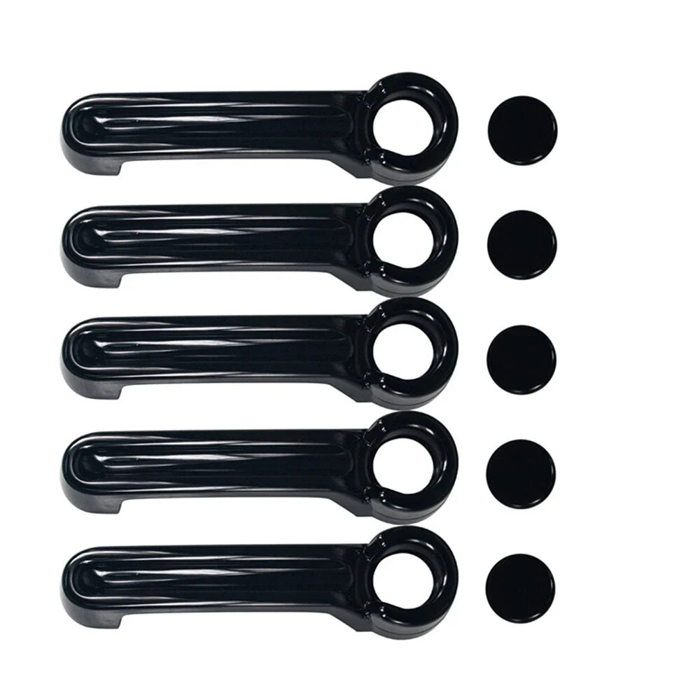 5 x Black ABS Outside Door Handle Cover Trim Set for Jeep Wrangler (2007-2018)