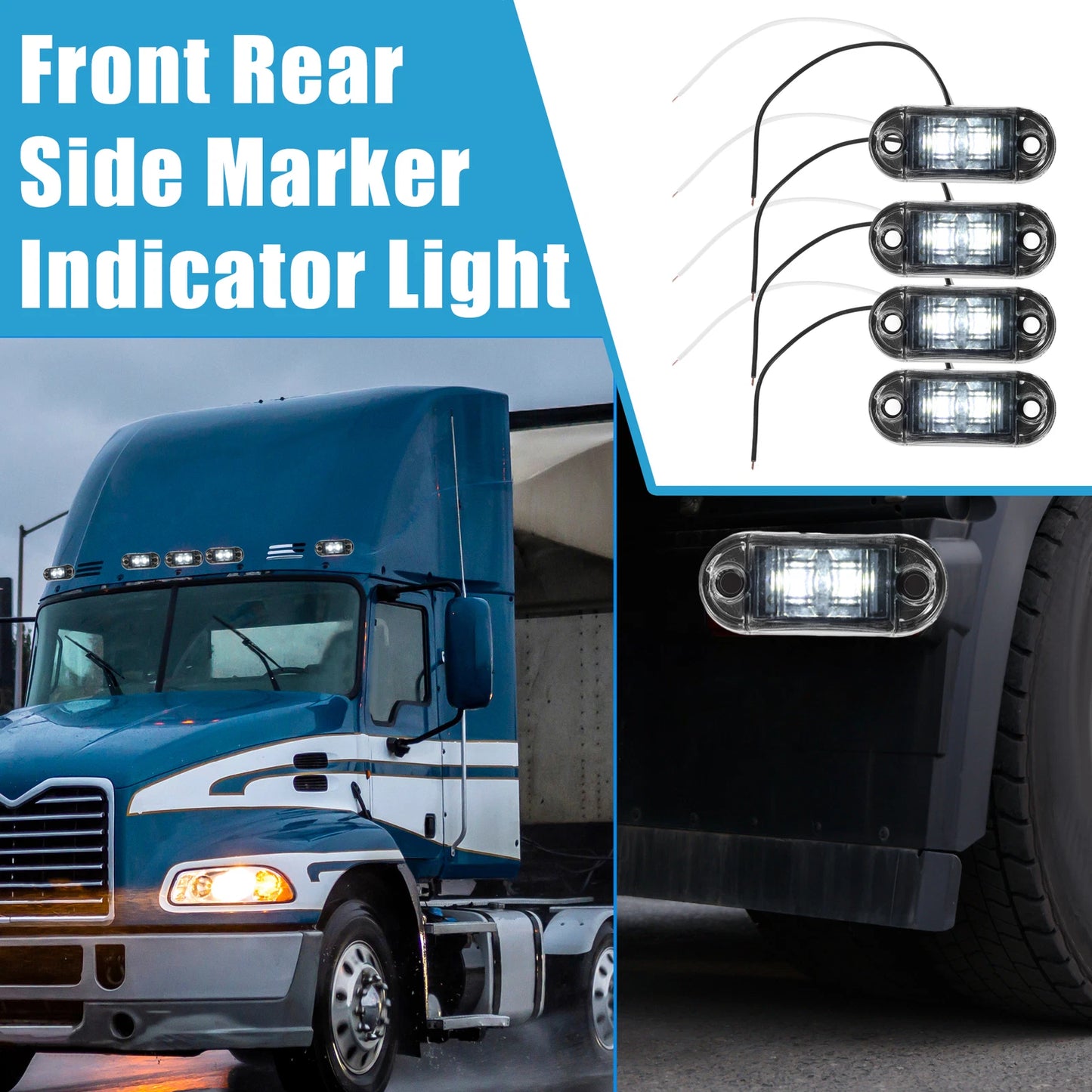 Set of 8 LED Front Rear Side Marker Lights for Truck Camper Lorry RV