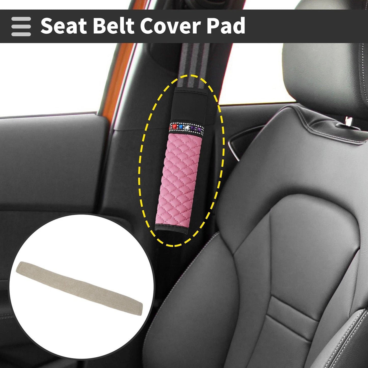 Beige Seat Belt Cover Pad for Universal Vehicles (19.69 Inch)