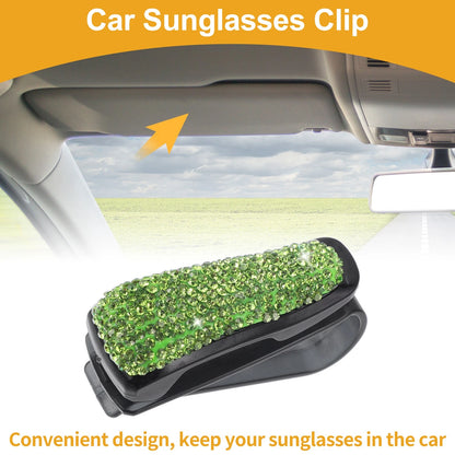 Sunglasses Clip for Universal Fit (1 Pc) - Light Green Rhinestone