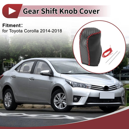 Gear Shift Knob Cover for Toyota Corolla (2014–2018) Red Faux Leather