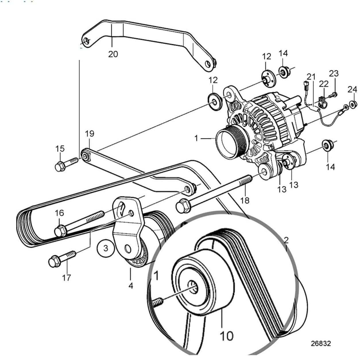 Idler Pulley for Volvo Penta D4 D6 Marine Diesel (2000–2023)