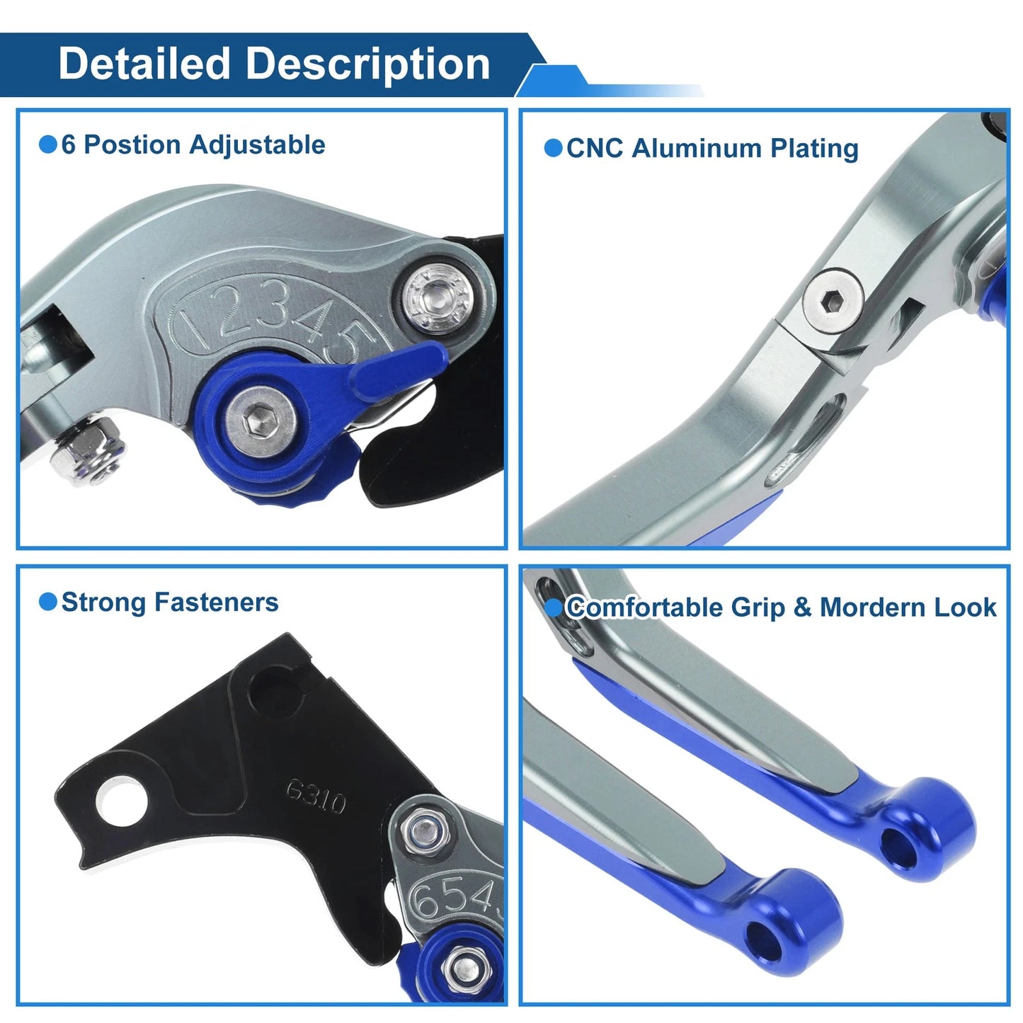 Brake Clutch Levers for BMW G310R (2017–2021) Titanium Handle Blue End 1 Pair