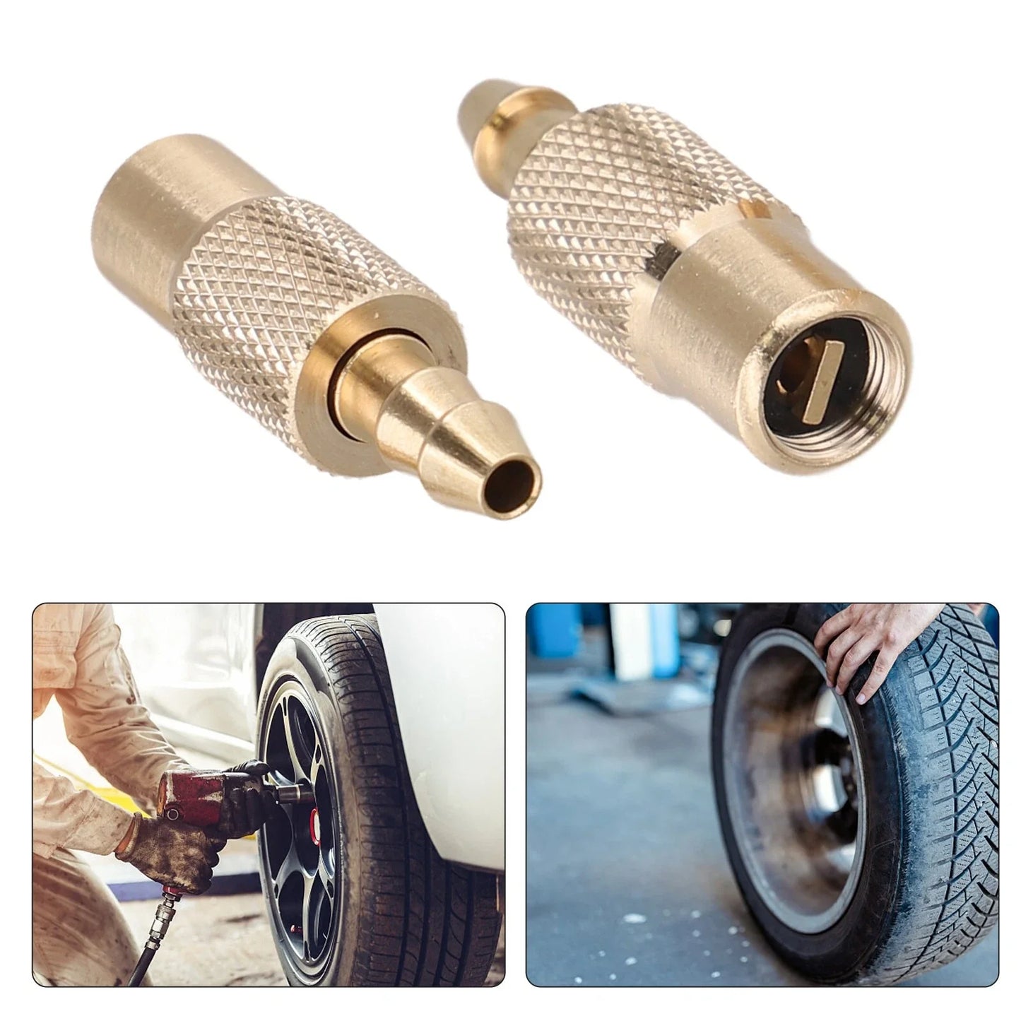 Pair Bore Hose Tire Inflator Valve Connector Brass Chuck