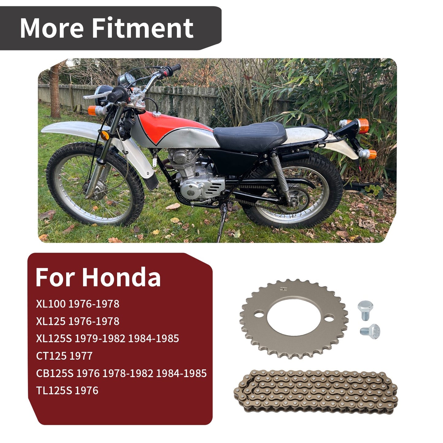 Timing Cam Chain and Sprocket 32T for Honda CT125 TL125S (1976–1977)