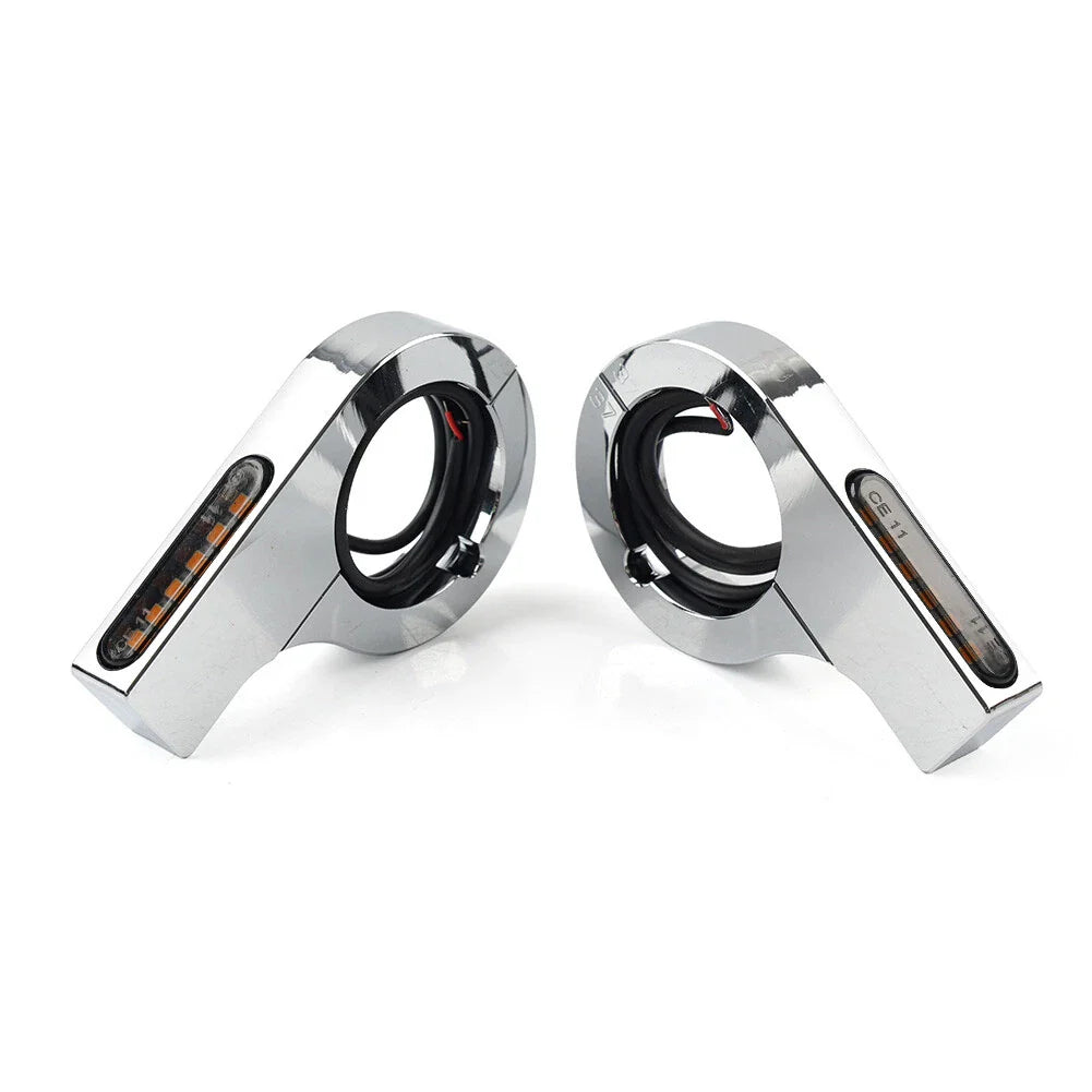 33MM-37MM Amber Chrome Fork Turn Signal Lights for Harley Touring Dyna