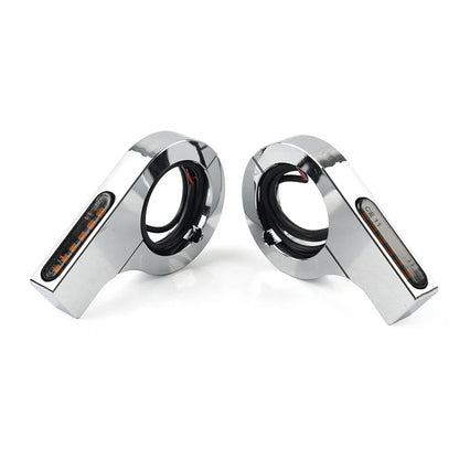 33MM-37MM Amber Chrome Fork Turn Signal Lights for Harley Touring Dyna