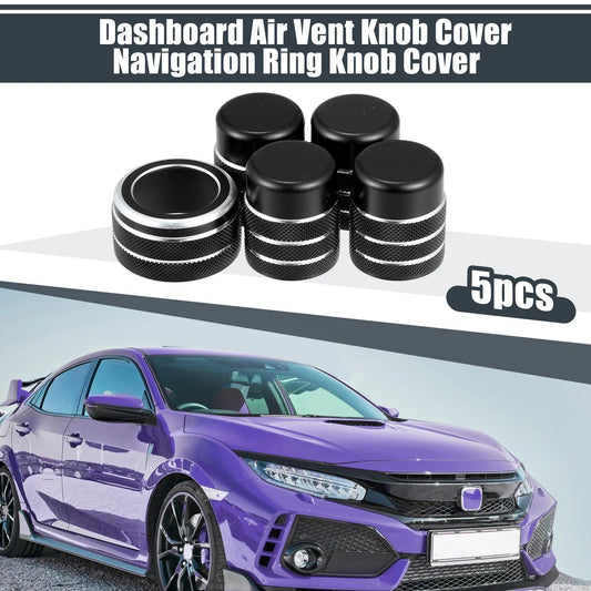 5 x Black Air Vent Knob Trim Covers with GPS Navigation for Honda Civic (2022)