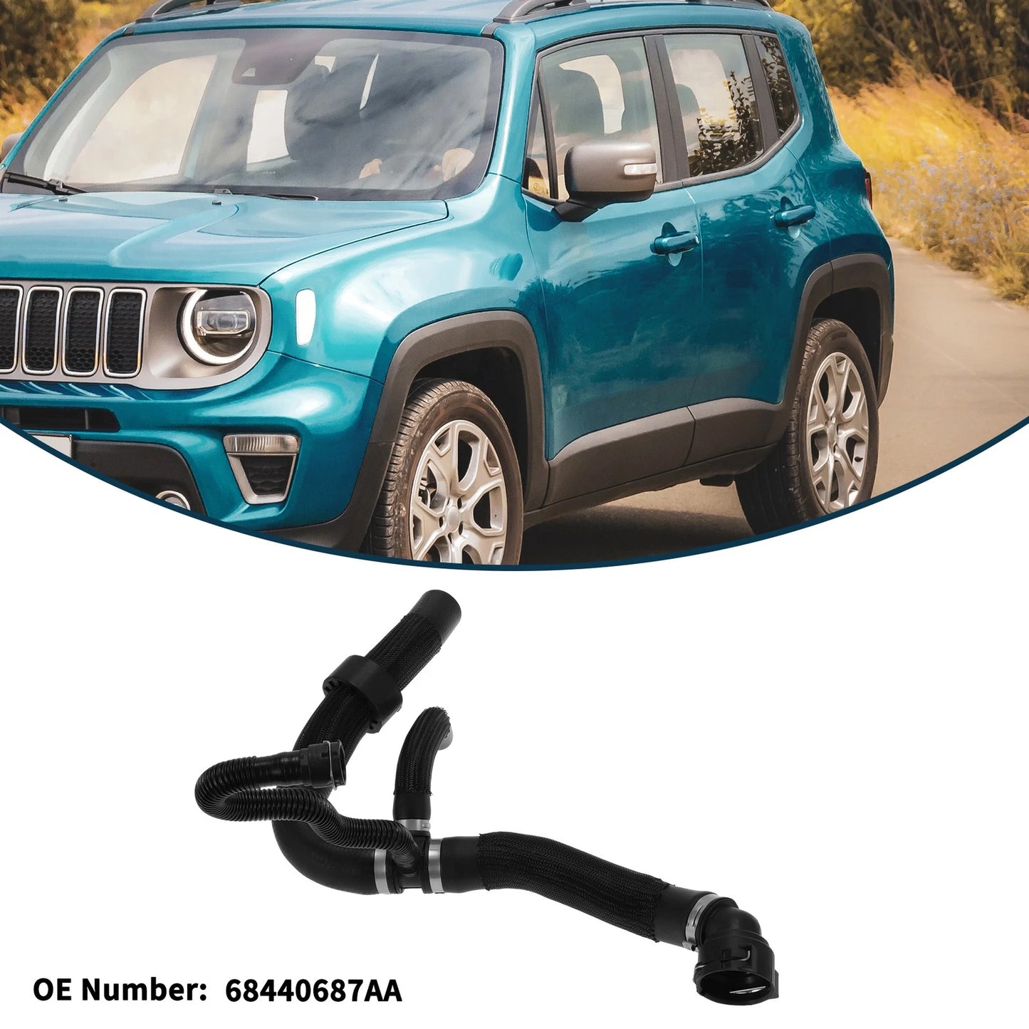 Radiator Hose for Jeep Renegade (2015–2023) No. 68440687AA Rubber Black