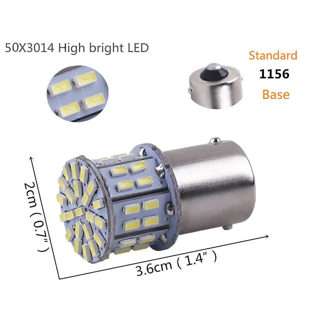 White 50SMD LED Tail Turn Signal Light Bulbs for BA15S