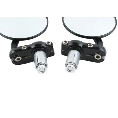 7/8" Motorcycle Rear View Black Handle Bar End Mirrors
