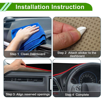 Dashboard Cover Mat for Mercedes Benz C Class W205 2015-2021 Black Red