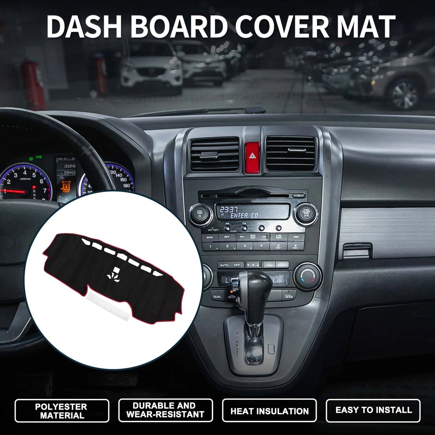 Dashboard Cover Mat for Honda CR-V (2017–2022) Sun Protector Black Red