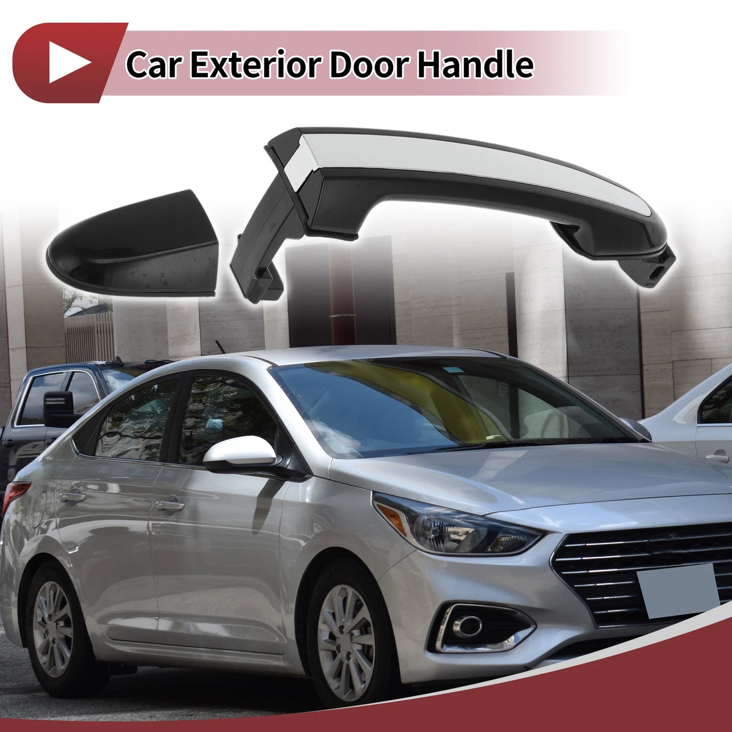 Car Door Handles Grip for Hyundai Santa Fe (2013–2018) No. 836522B000 Black Silver
