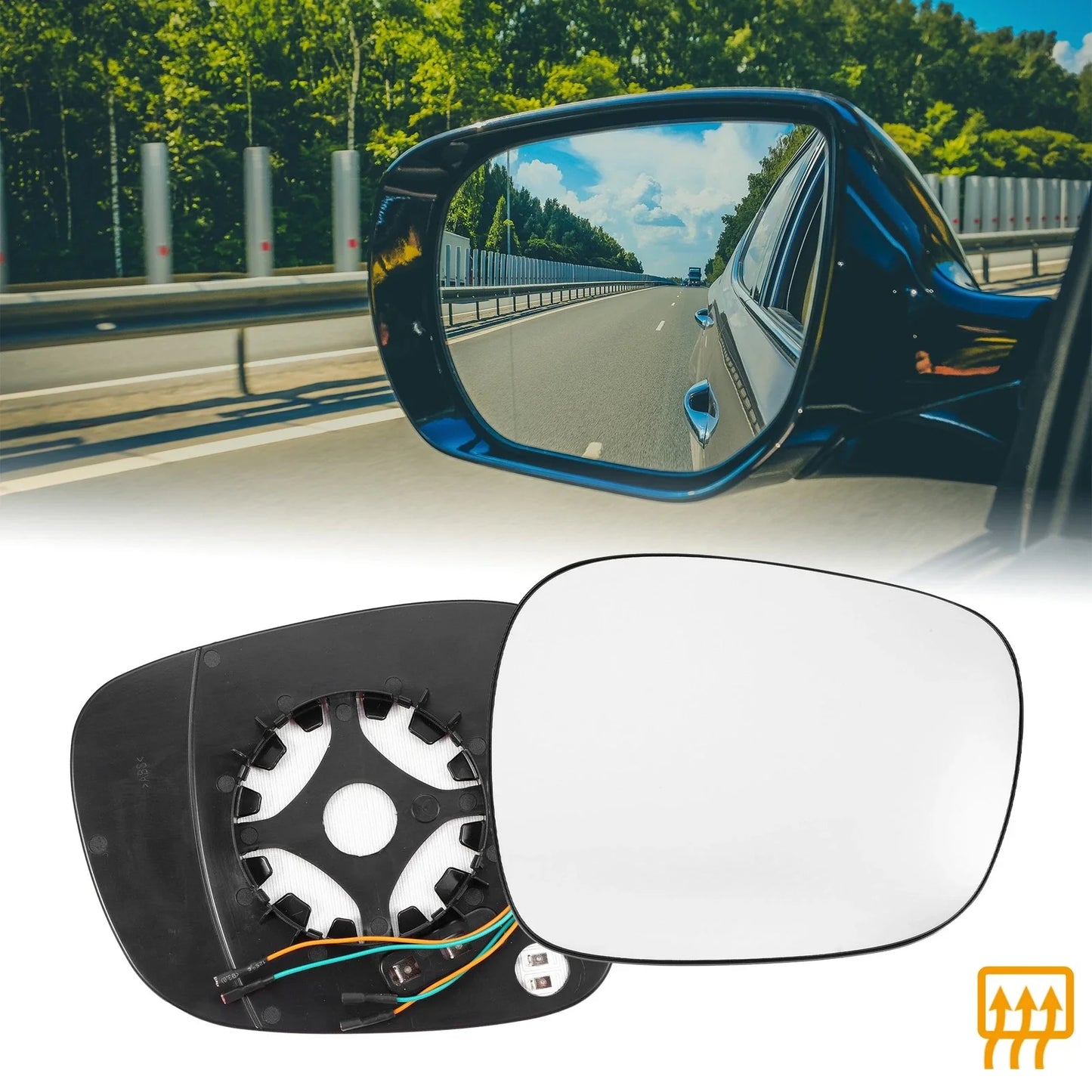 Right Side Heated Mirror Glass with Backing Plate for BMW X3