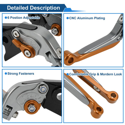 Adjustable Brake Clutch Lever for Kawasaki ZX7R/ZX7RR (1996–2003) Titanium Orange