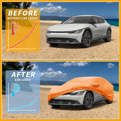 Waterproof Car Cover for Kia EV6 (2022–2023) Orange Cotton with Zipper
