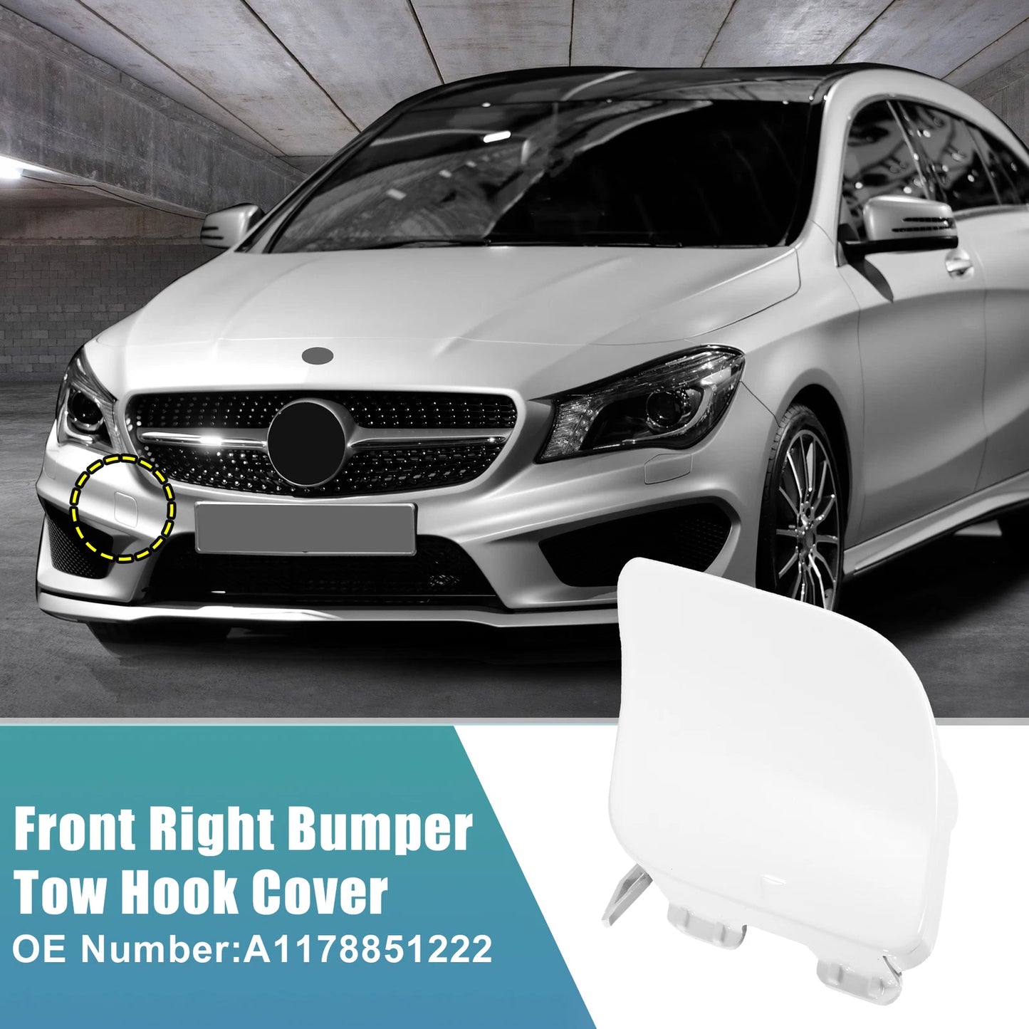 Front Bumper Tow Hook Cover for Mercedes-Benz CLA-Class (2014–2023) No.A1178851222 White
