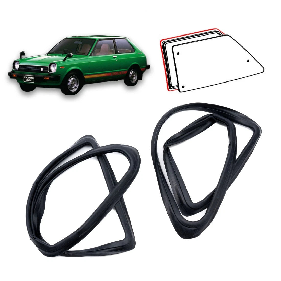 Quarter Window Weatherstrip Set for Toyota Starlet (1978–1984)