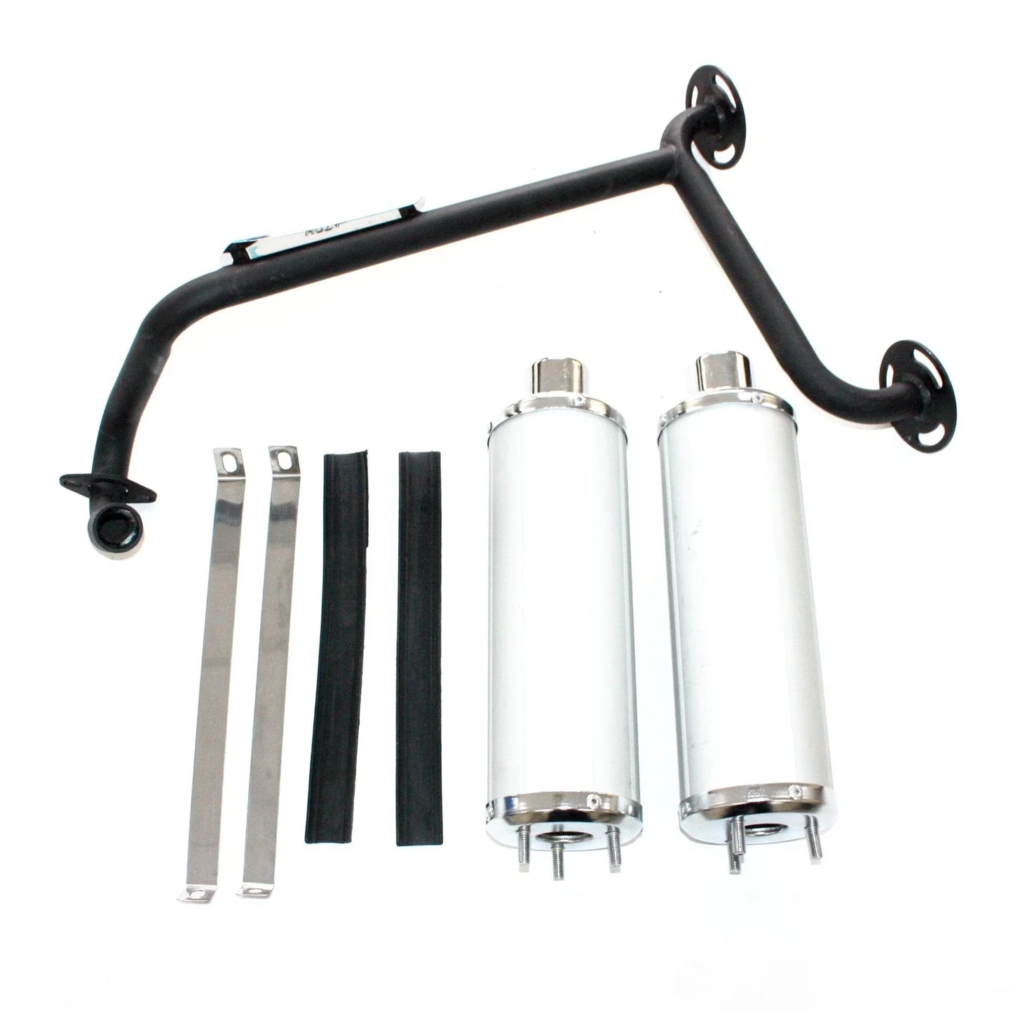 Twin Exhaust Pipe & Silver Alloy Mufflers for 110cc Dinosaur Style Quad ATV